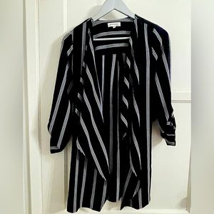 Black and white pinstripe duster cardigan women Medium